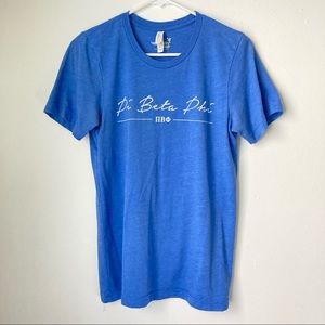 Pi Beta Phi Letters Tee Small Blue White Simple